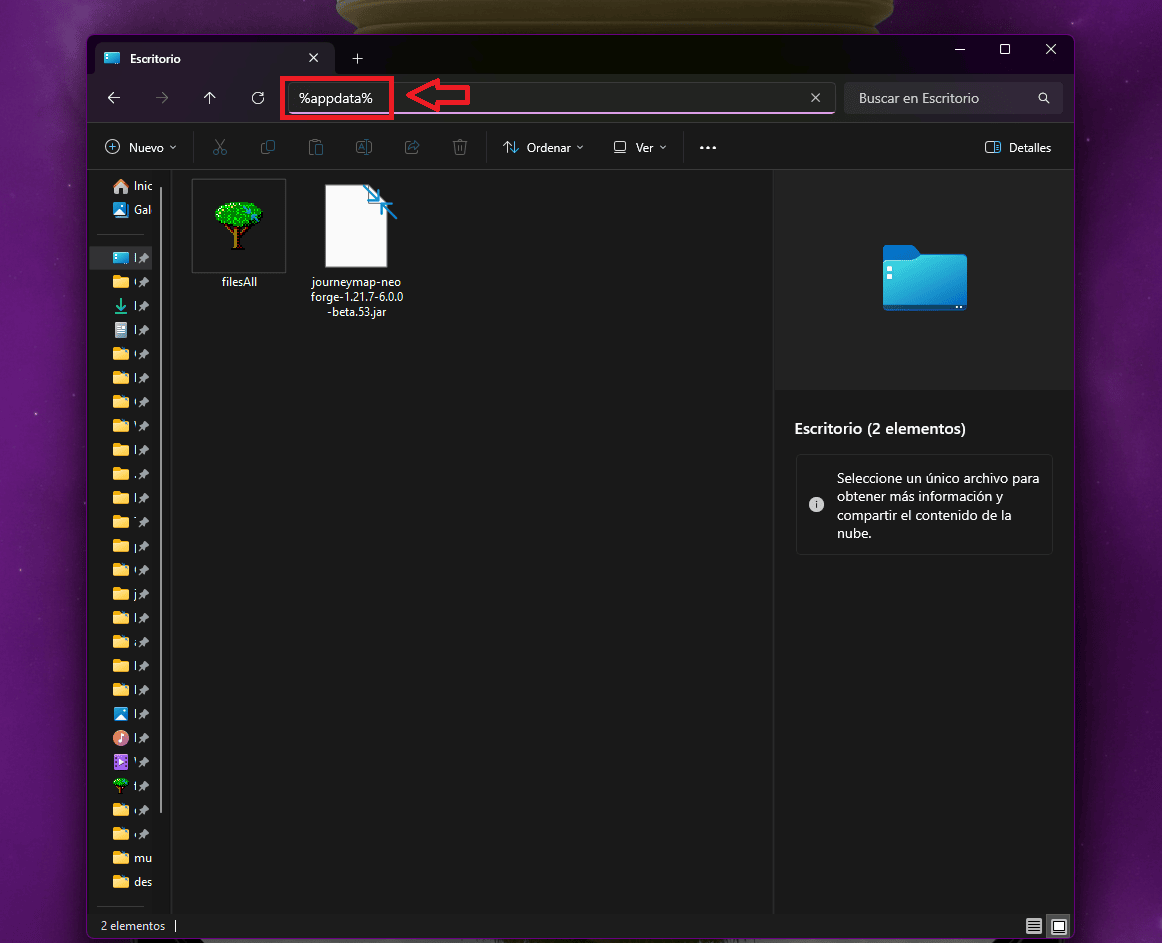 carpeta %appdata% para los mods de minecraft