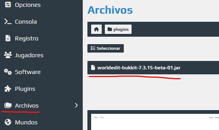 plugins instalados en aternos